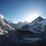 sun rising left from Mount Everest