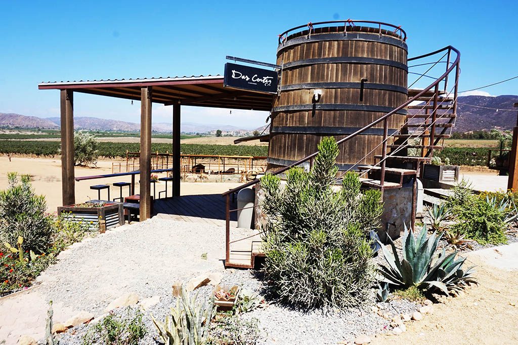 A large wine barrel as a terrace 